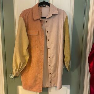 corduroy colorblock buttondown shirt dress